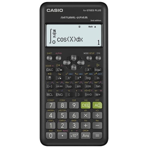 CASIO CALCULATOR SCIENTIFIC FX-570ESPLUS-2-B, 417 FUNCTIONS, 77X162MM, BLACK
