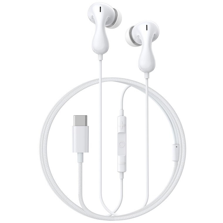 Casti Bluetooth  Encok CZ20 Headset Wired In-ear Calls/Music USB Type-C White