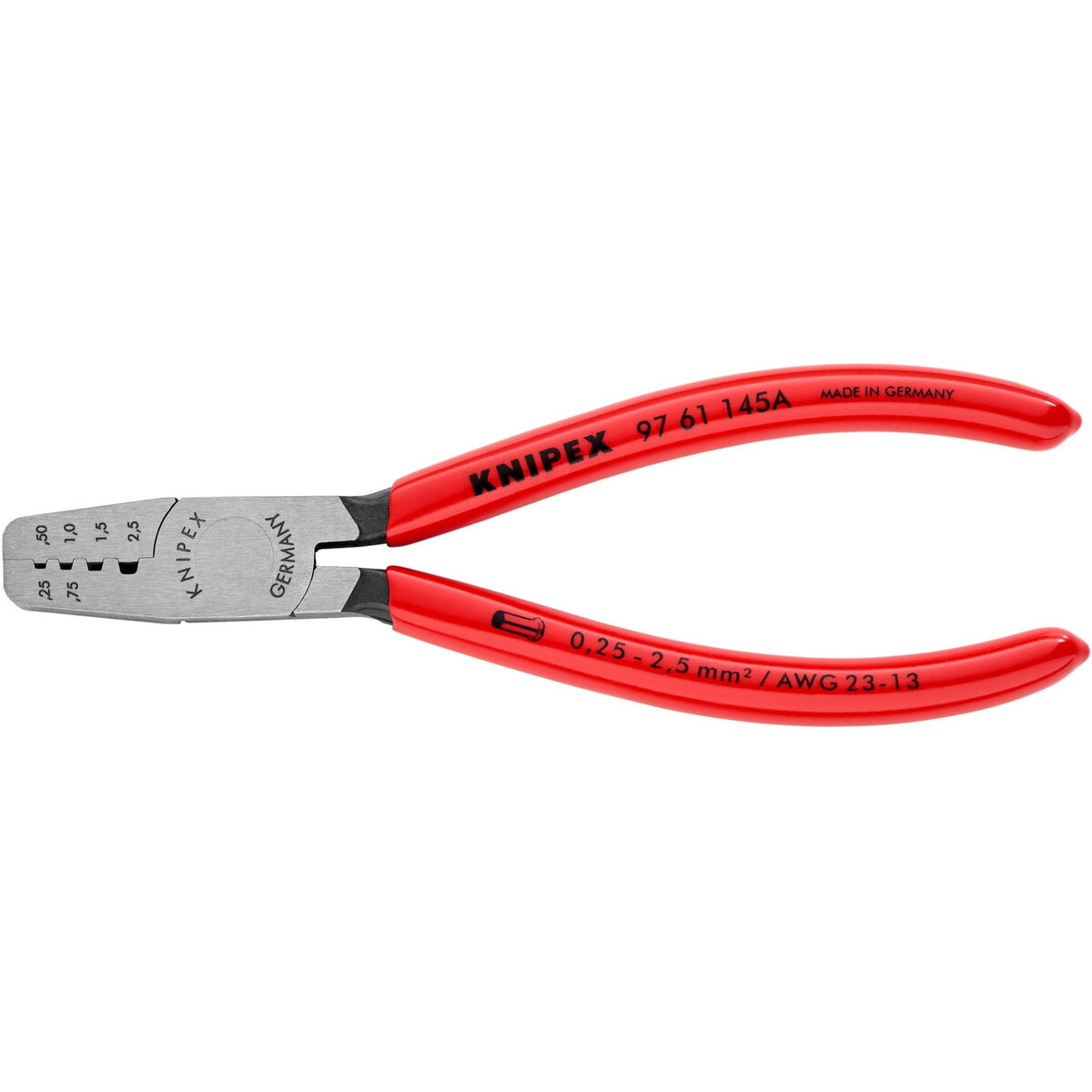 Clești de sertizare 97 61 145 A (pentru manșoane de sârmă 0,25 - 2,5 mm²)