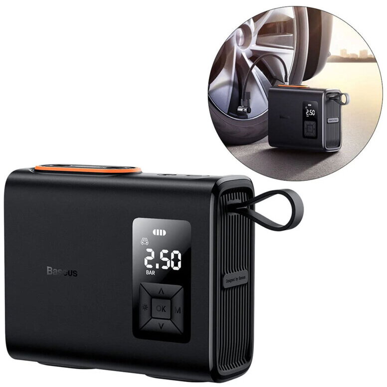 COMPRESOR AUTO Baseus Mega EnergyPump, baterie 6000mAh/22.2Wh, display LED, presiune maxima 3.5 bar, negru (timbru verde 0.80 lei) CRCQ000001  - 6932172619381