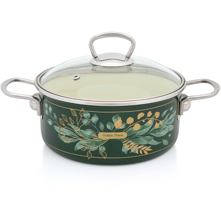 Cratita Cu Capac de Sticla Golden Times Capacitate 2.75L Diametru 20CM Verde