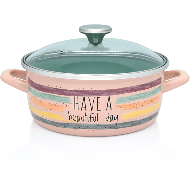 Cratita Cu Capac Sticla Divan Dan Capacitate 3.5L Diametru 22CM Multicolor