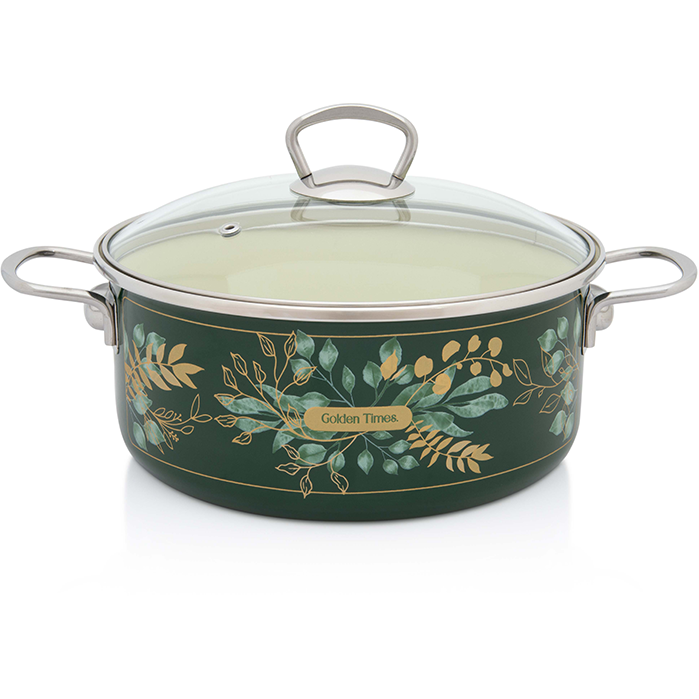 Cratita 4.75l cu capac sticla Golden Times Metalac email/24cm/4.75l