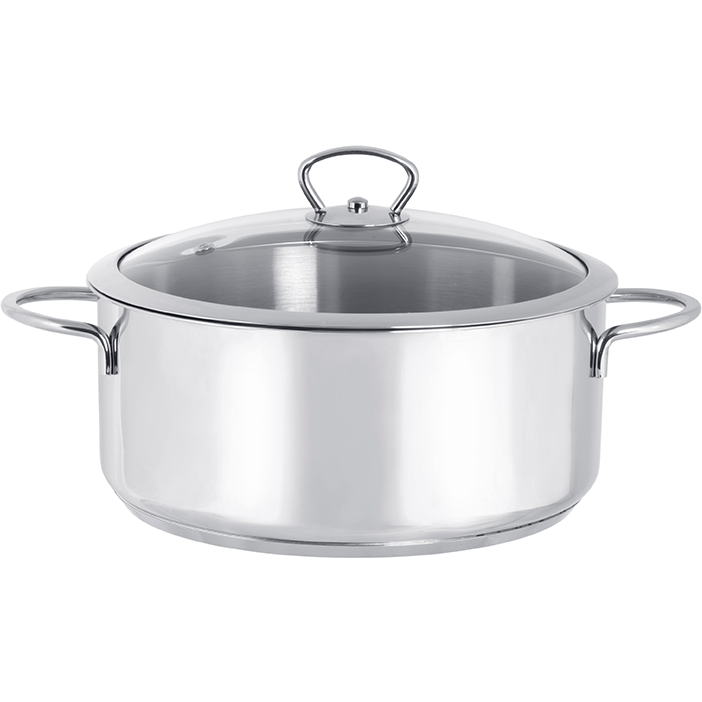 Cratita Cu Capac Sticla Kulinaria Capacitate 4.8L Diametru 24CM Inox