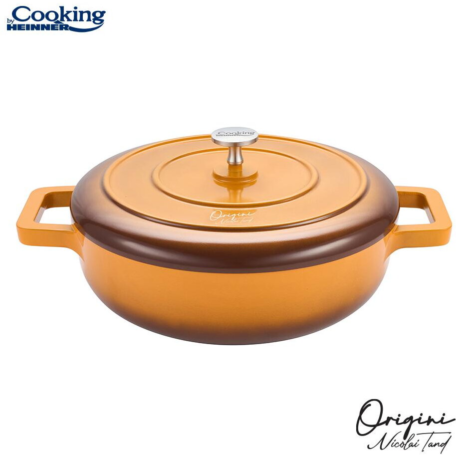Cratita Cu Capac Colectia Origini Nicolai Tand 26x8CM Capacitate 3.4L din Aluminiu Turnat Portocaliu