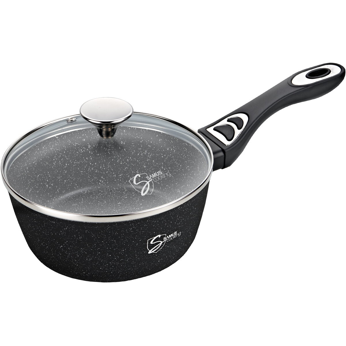 Cratita Antiaderenta VER200LSPB cu Maner si Capac Sticla 20CM Negru