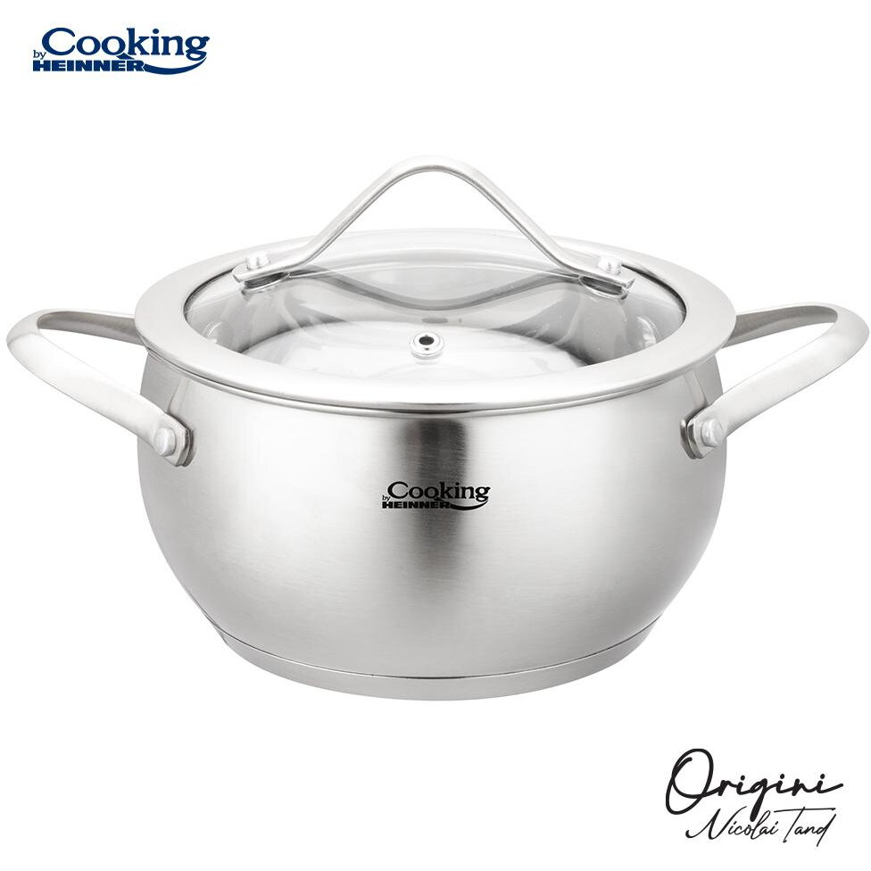Cratita Inox Colectia Origini Nicolai Tand 16x9CM Capacitate 1.8L Capac Sticla Argintiu