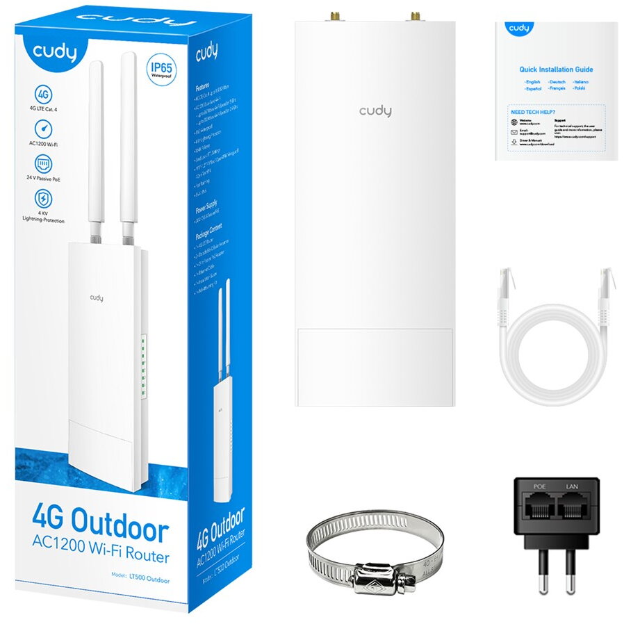 Cudy LT500 wireless router Fast Ethernet Dual-band (2.4 GHz / 5 GHz) 4G White