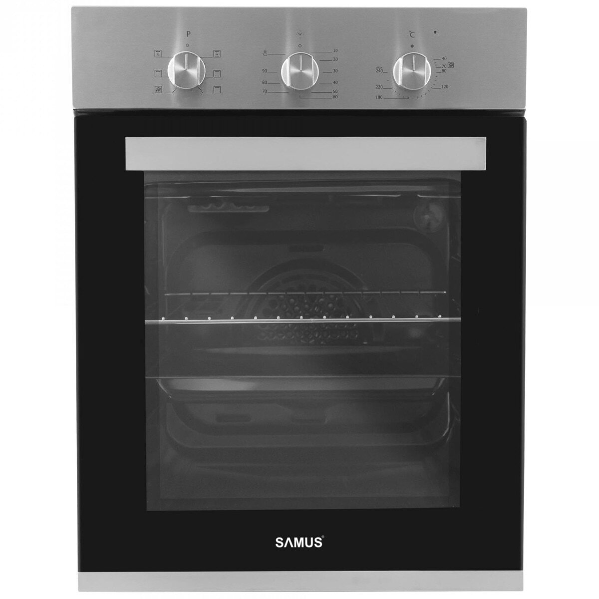 Cuptor electric incorporabil SC456GTXV, clasa A, 43 litri, 6 functii, grill, ventilatie, timer mecanic, panou control din inox, 1900 W, argintiu