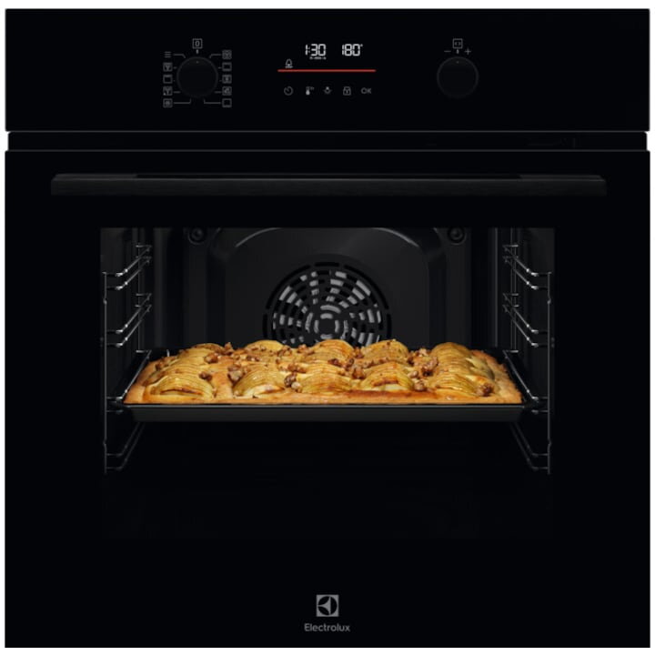 Cuptor incorporabil Electrolux EOFDP46BK, 65 l, Autocuratare pirolitica, Butoane retractabile, Afisaj digital, Control touch, Grill, Clasa A+, Negru