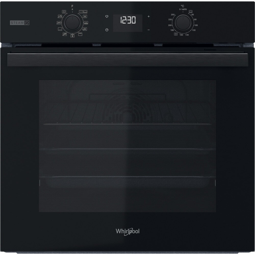 Cuptor incorporabil Whirlpool OMSR58CU1SB, Electric, Multifunctional, 71 l, Autocuratare catalitica, Display, Gatire aburi - Gentle Steam, Clasa A+, Negru