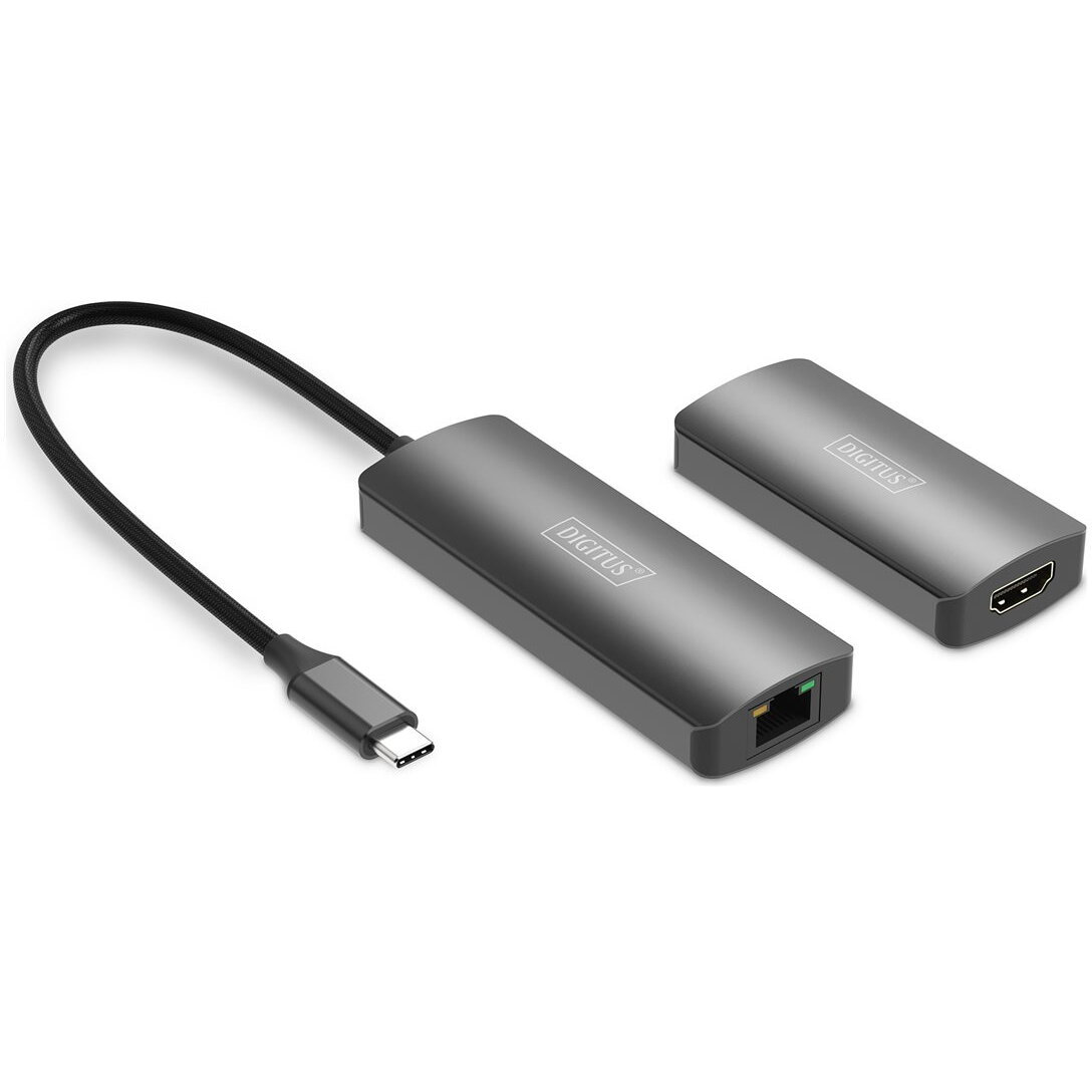 DIGITUS 4K Video Extender (USB-C - HDMI), 30 m, Black