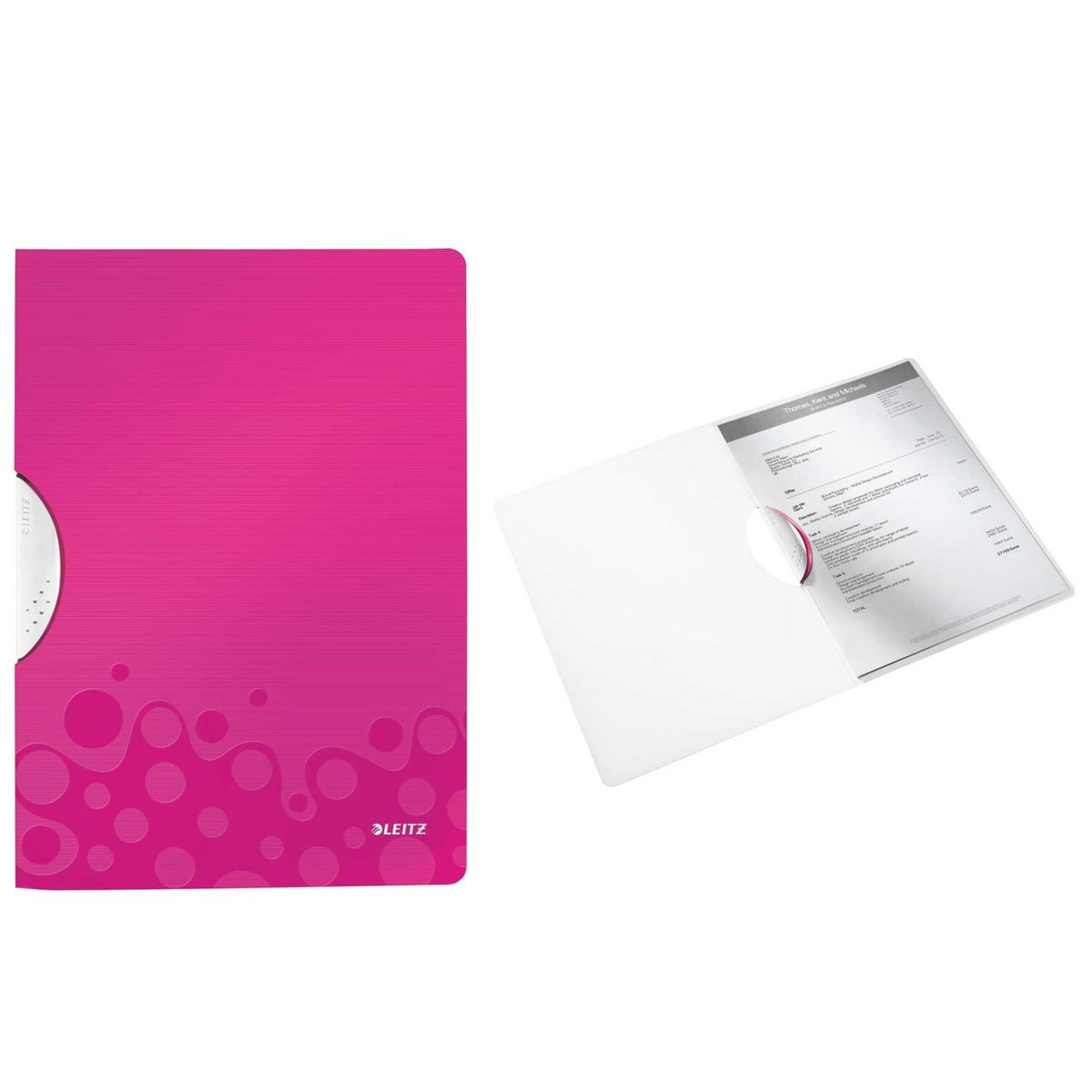 Dosar cu clip LEITZ Wow ColorClip, PP - roz metalizat