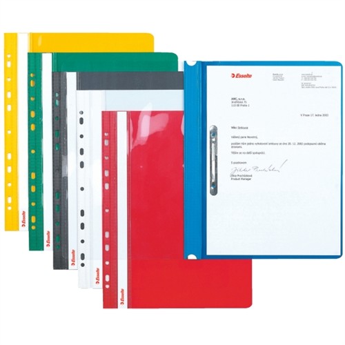 Dosar plastic PVC, cu sina si multiperforatii, 10 buc/set, Esselte - verde