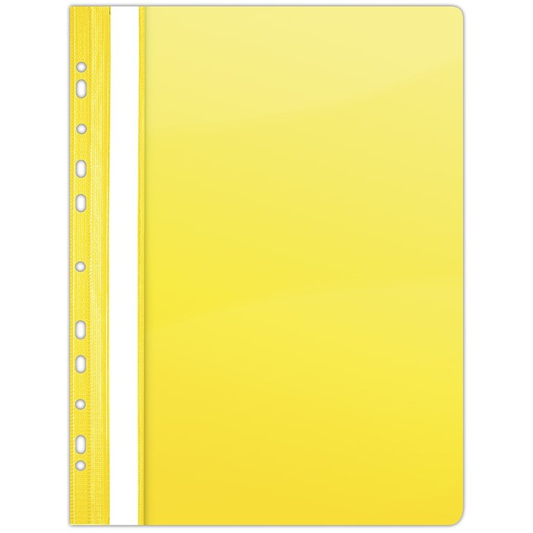 Dosar plastic PVC, cu sina si multiperforatii, 10 buc/set, DONAU - galben