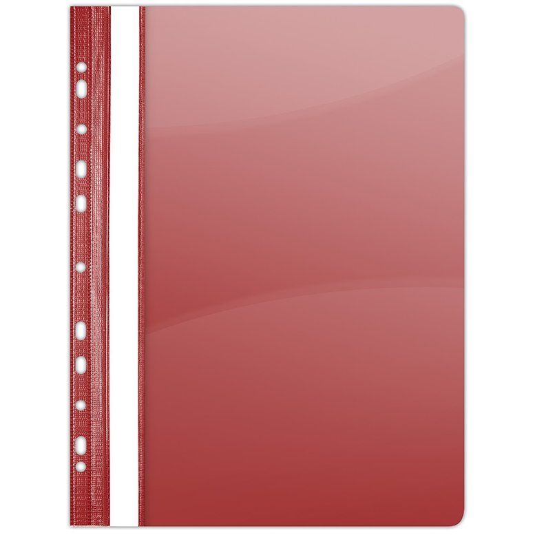 Dosar plastic PVC, cu sina si multiperforatii, 10 buc/set, DONAU - rosu