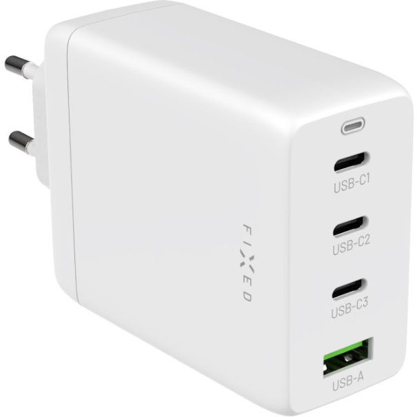 FIXED GaN 3xUSB-C/USB Travel Charger 100W, white