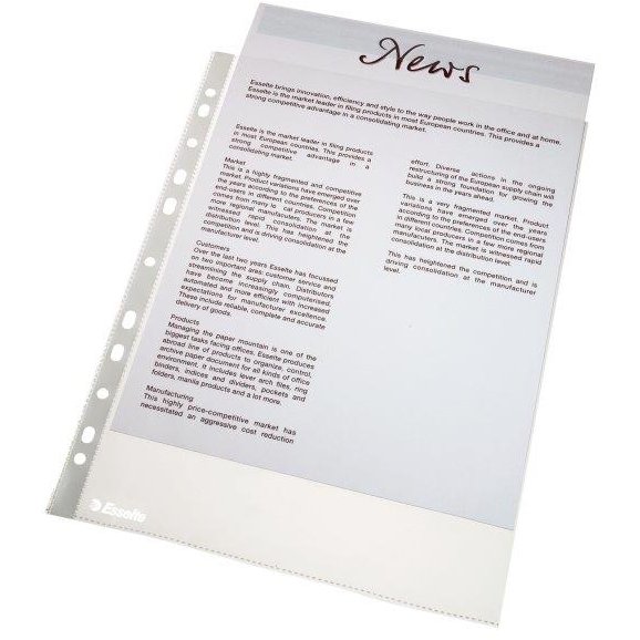 Folie protectie pentru documente,  46 microni, 100folii/set, ESSELTE - transparent