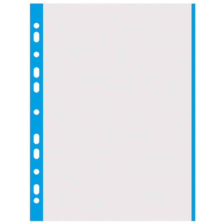 Folie protectie transparenta, cu margine color, 40 microni, 100 folii/set, DONAU - margine albastra