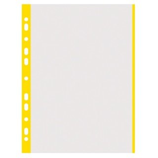 Folie protectie transparenta, cu margine color, 40 microni, 100 folii/set, DONAU - margine galbena