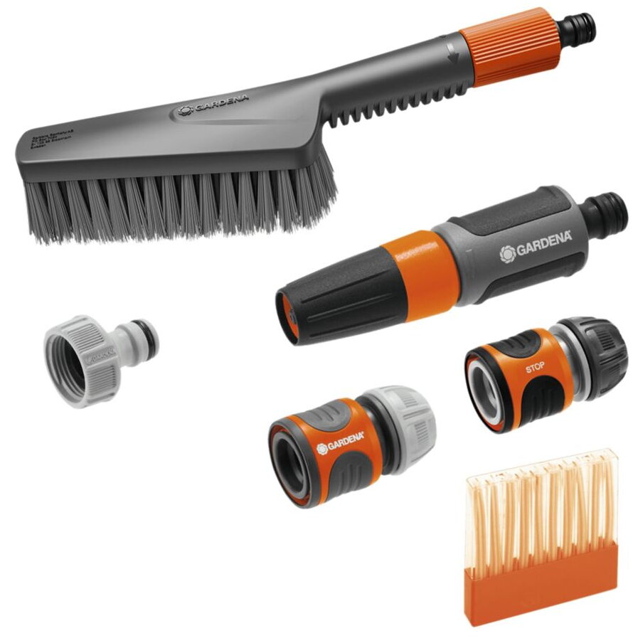 Cleansystem basic equipment with hand brush S soft, washing brush (grey/orange, incl. 10 soap sticks, cleaning syringe, connector)
