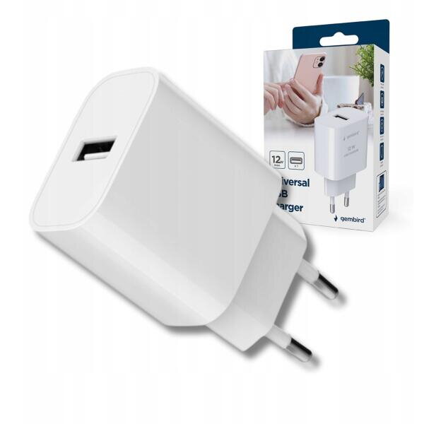 Gembird TA-UC-1A12-01 mobile device charger Smartphone, Smartwatch, Tablet White AC Indoor