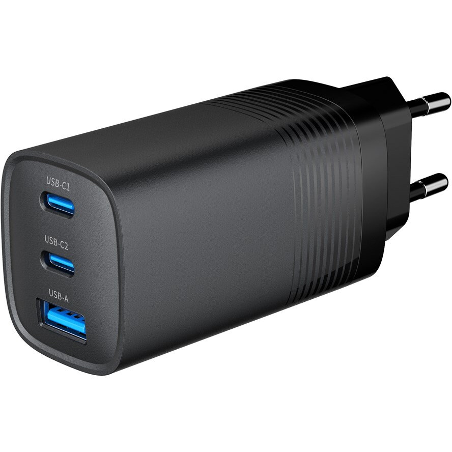 Incarcator Retea Universal 2x USB Type-C 3.25A PD 65W 1x USB-A 3.0 maxim 2.25A QC 27W Negru