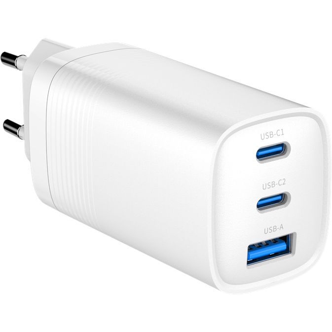 Incarcator Retea Universal 2x USB Type-C 3.25A PD 65W 1x USB-A 3.0 Maxim 2.25A QC 27W Alb