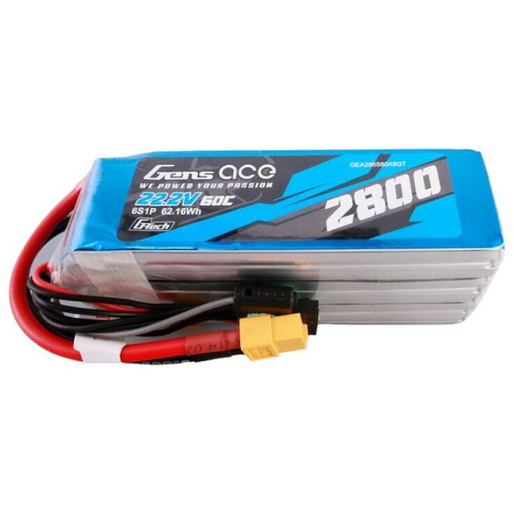 Gens ace G-Tech 2800mAh 22.2V 60C 6S1P Lipo Battery Pack with XT60 plug