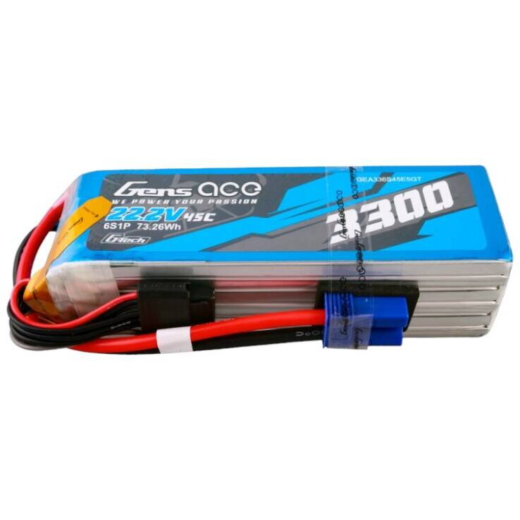 Gens ace G-Tech 3300mAh 22.2V 45C 6S1P Lipo Battery Pack with EC5 Plug