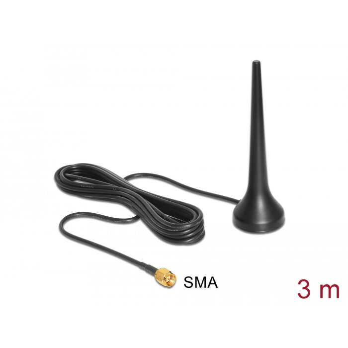 GSM UMTS Sixband Antenna SMA 0 dBi omnidirectional with magnetic base fixed black