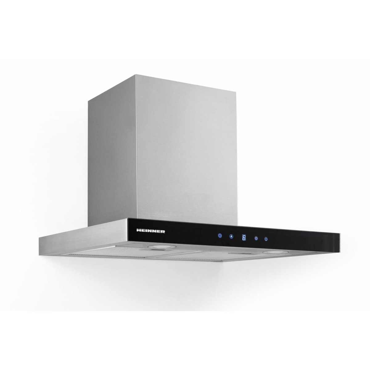 Hota decorativa DCH-650TIX, Putere absorbtie 624 m3/h, 1 motor, Control touch, Timer, 60 cm, Inox/Sticla neagra