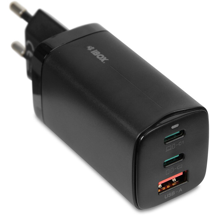 Incarcator ILUC65B   GaN 65W PD3.0 QC4.0+ Samsung Adaptive Fast Charge 2x USB-C 1x USB-A USB-C Cablu 1.5m Negru