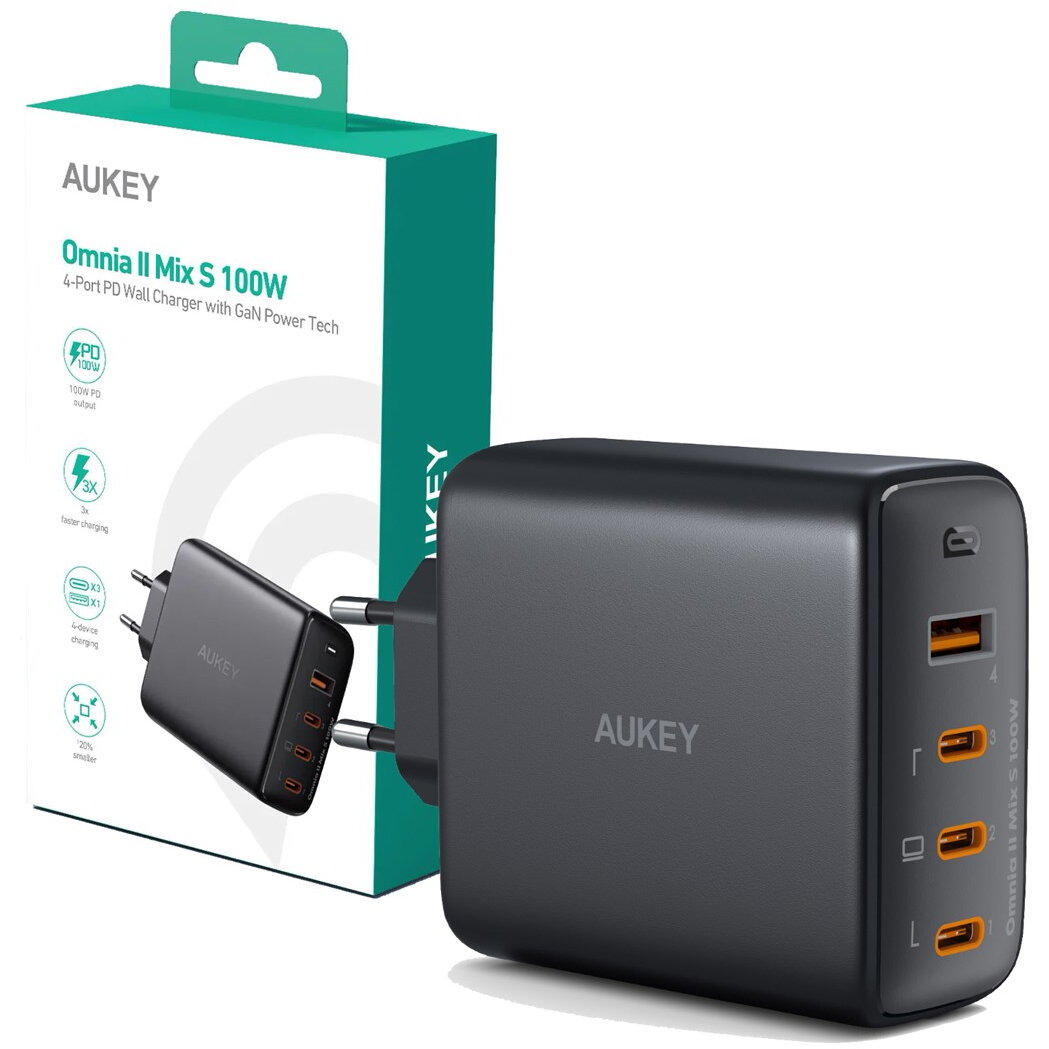 Incarcator Retea PA-B7S Omnia II 3xUSB-C 1xUSB-A PD 3.0 PPS 100W Negru