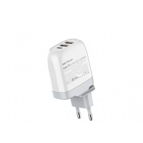 Incarcator retea QC65WGAN, 2x USB-C, 1x USB, 65W, White