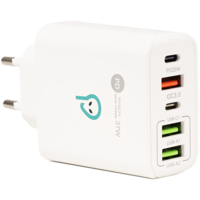 Incarcator Retea SPAR-CINQUEQ-01 Quick Charge 37W 1x USB Type-C 20W + 1x USB QC 3.0 18W + 2x USB 2.4A + 1x USB Type-C 2.4A  Alb