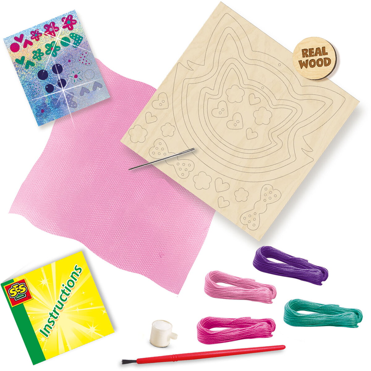 Jucarie Creativa de broderie pe tull pentru copii cu pisici