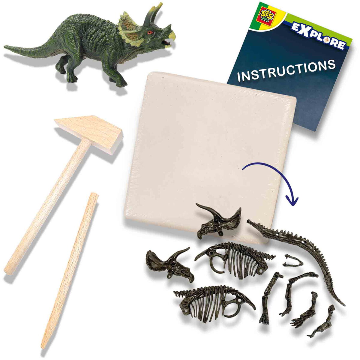 Jucarie Creativa Dino si excavarea scheletului 2 in 1 - Triceratops