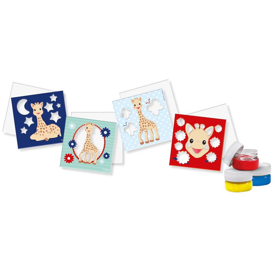 Jucarie Creativa Girafa Sophie - Set acuarele pentru degete cu planse