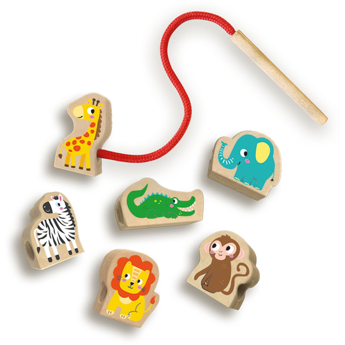 Jucarie Creativa Jucarie din lemn - Set de insirat animale din lemn