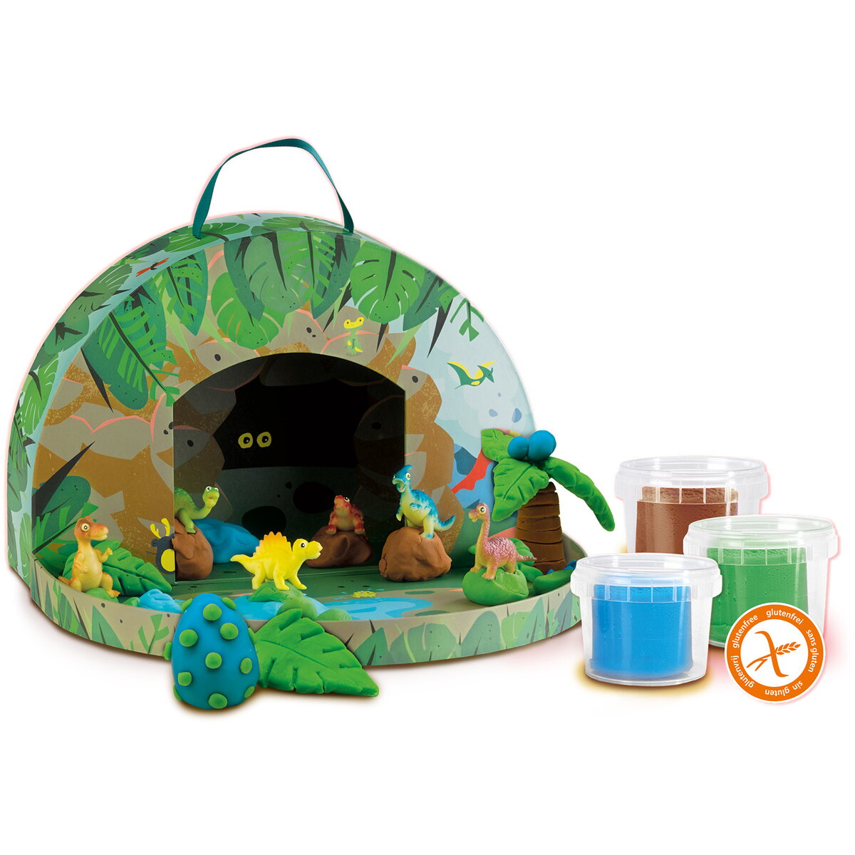 Jucarie Creativa pentru copii - Lumea dinozaurilor din plastilina (geanta tematica)