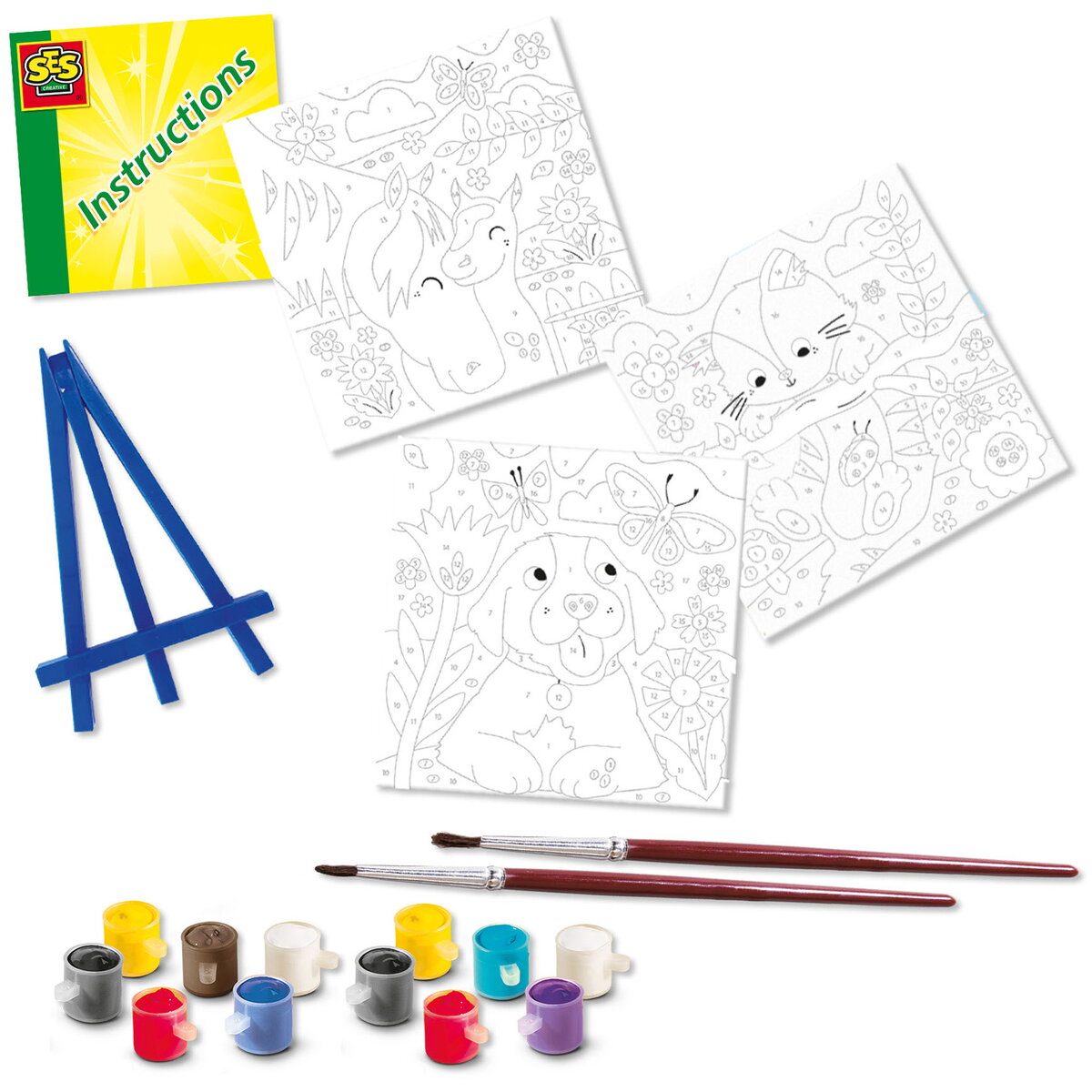 Jucarie Creativa Pictura pe numere Animale de companie (3 panze)