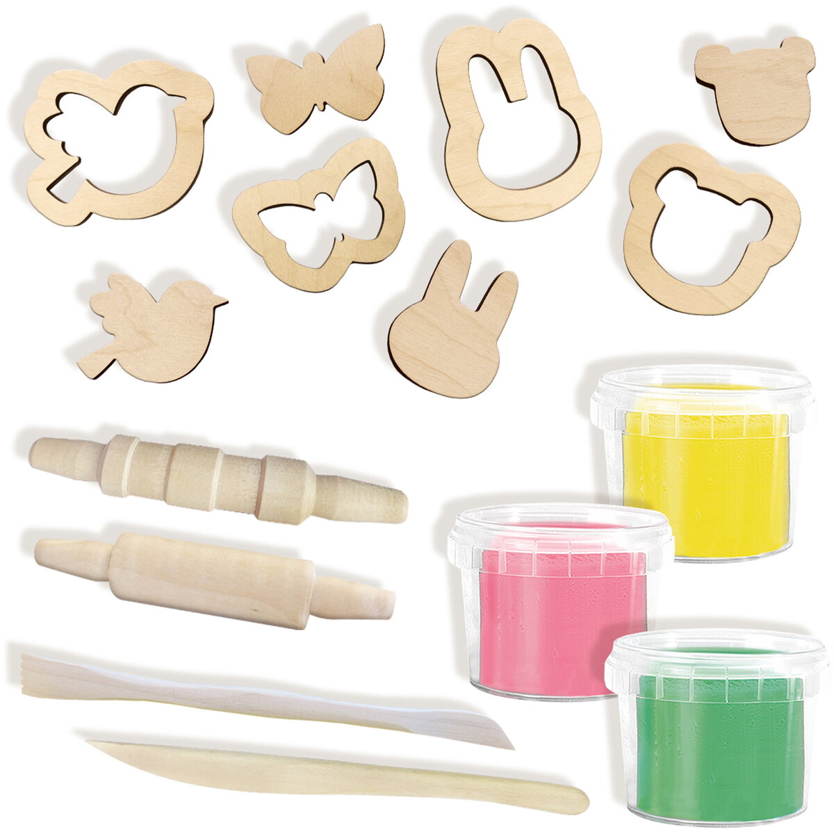 Jucarie Creativa Plastilina eco cu unelte de lemn