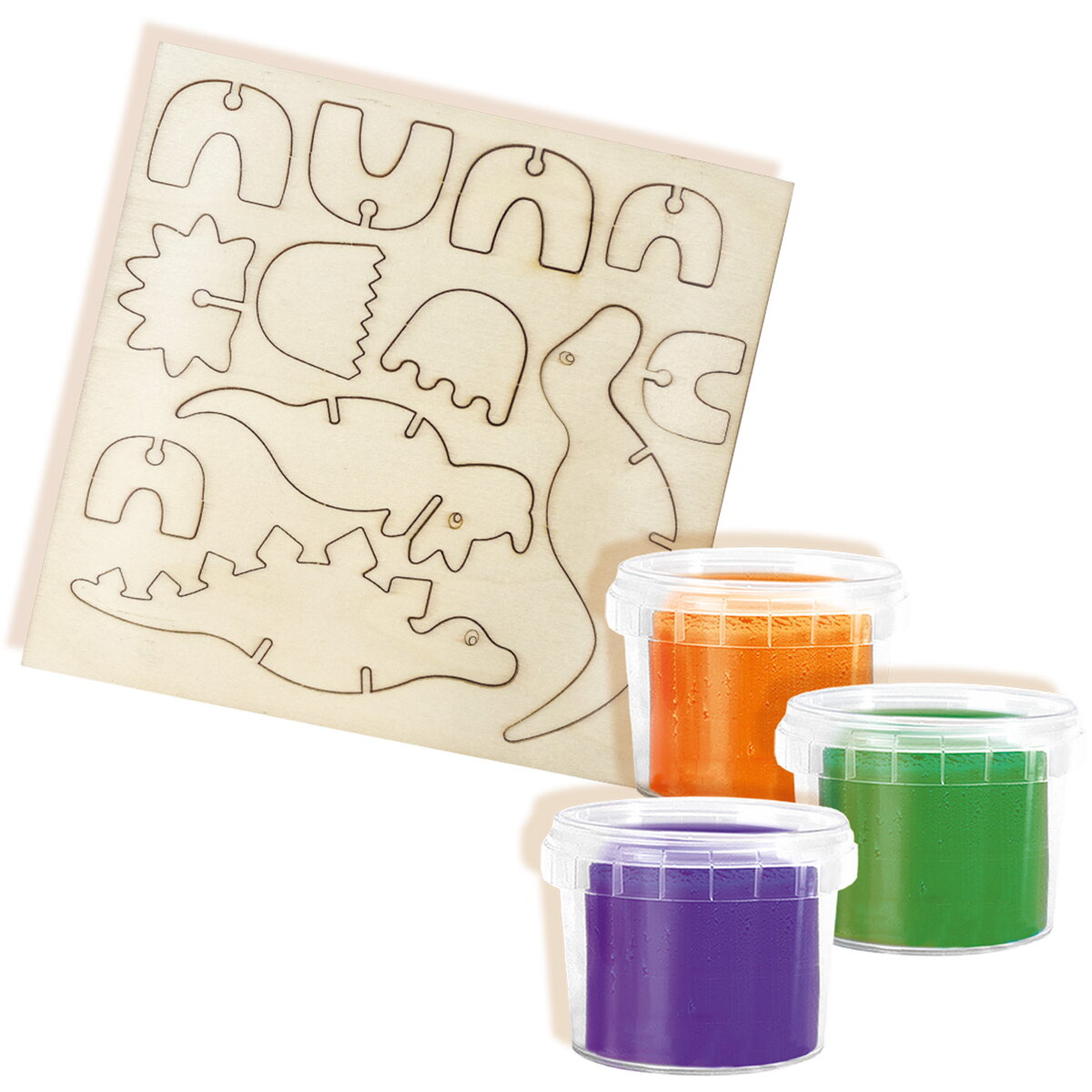 Jucarie Creativa Schelete de dinozauri din lemn si plastilina