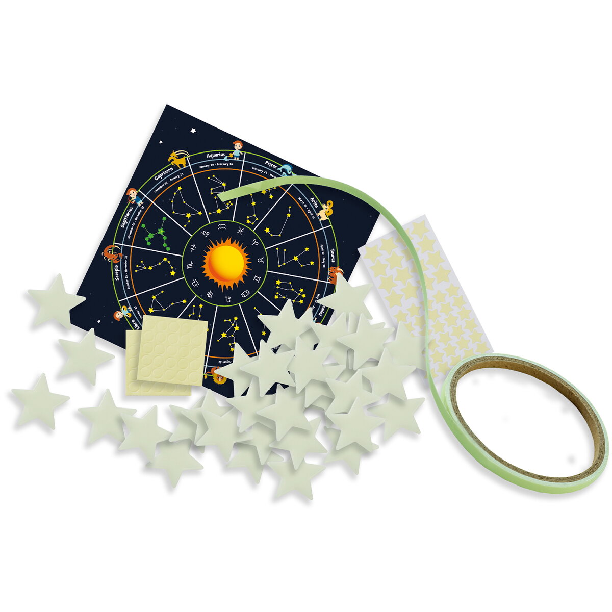 Jucarie Creativa Set autocolante fosforescente cu semne zodiacale pentru copii