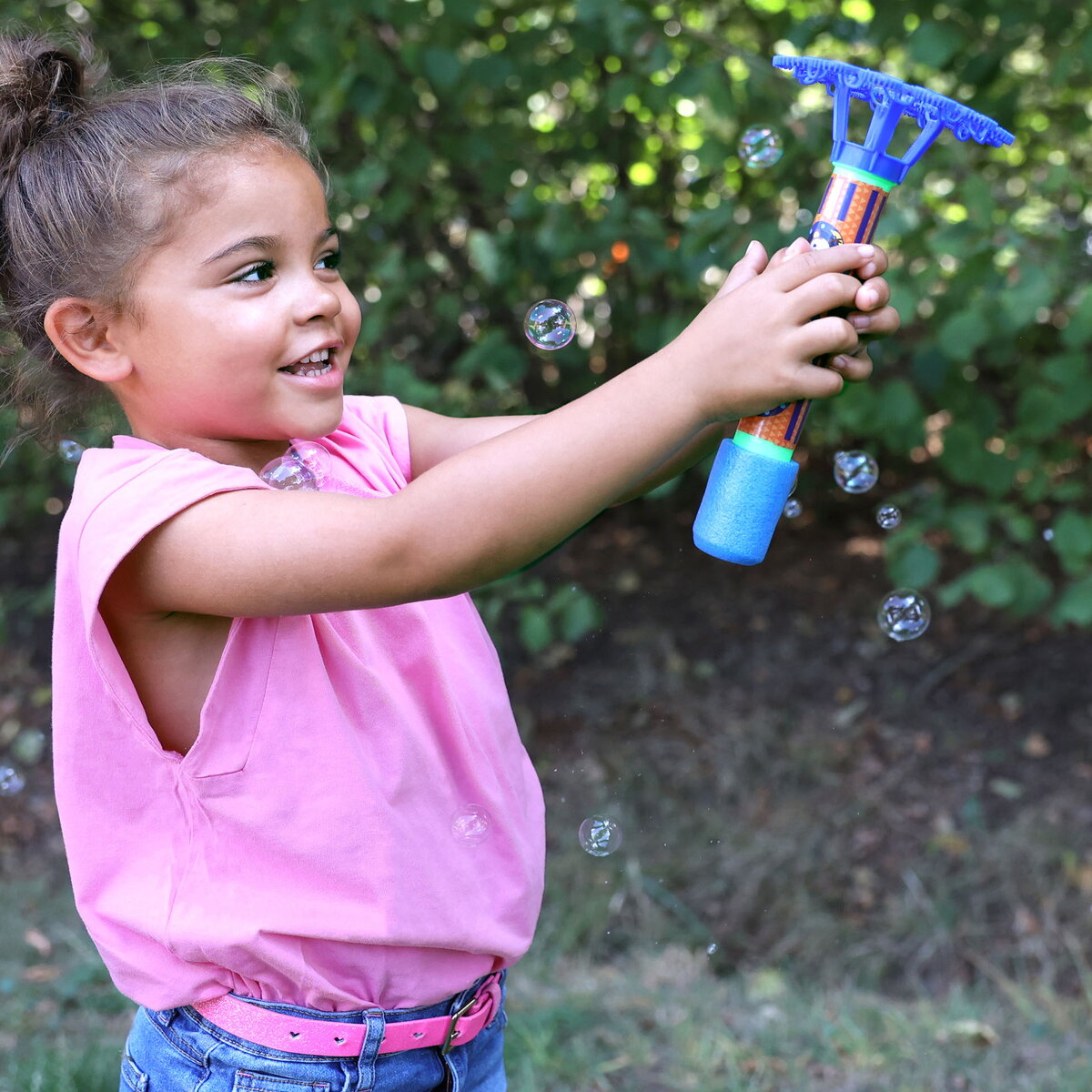 Jucarie Creativa Set baloane de sapun pentru copii - Racheta cu multe inele