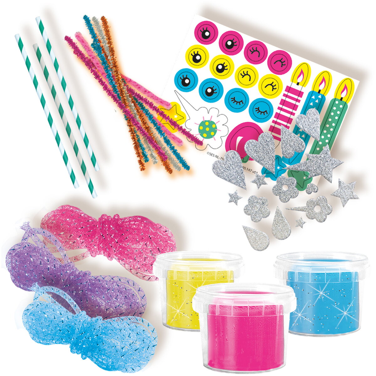 Jucarie Creativa Set copii de creat animale din plastilina cu accesorii si sclipici