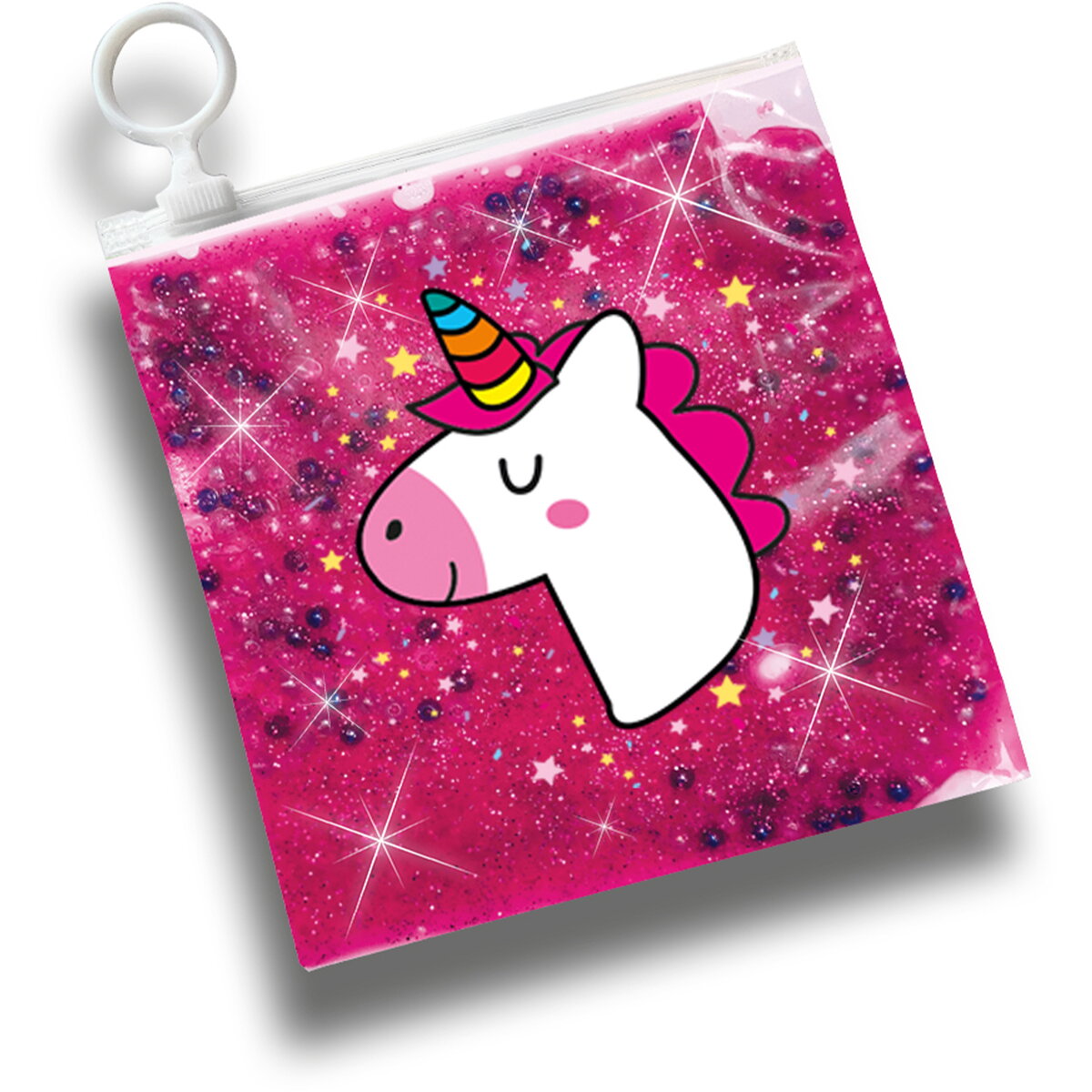 Jucarie Creativa Set de mixat slime roz cu sclipici si margele - Unicorn