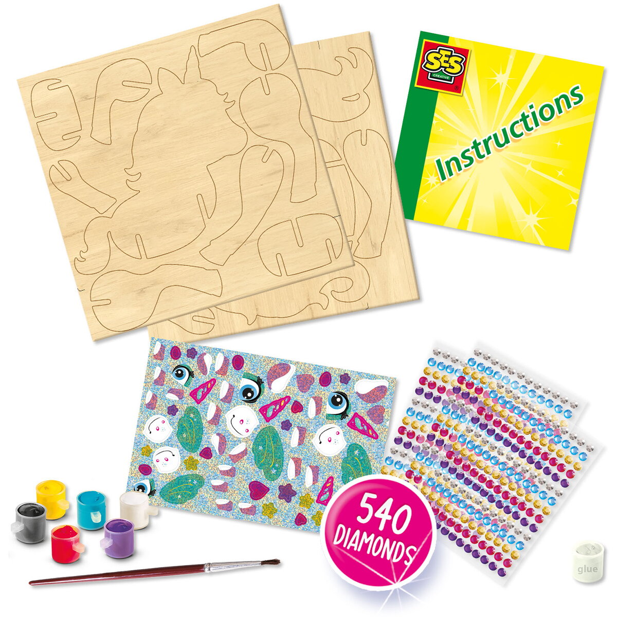 Jucarie Creativa Set de pictura pentru copii cu diamante adezive si unicorn