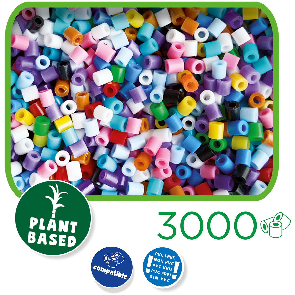 Jucarie Creativa Set margele de calcat culori mixte Green Beedz 3000 bucati